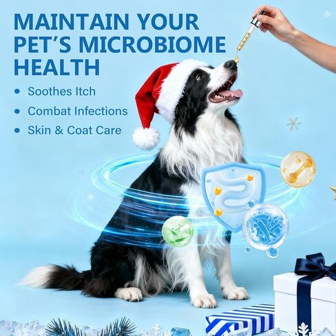 علاج عدوى الخميرة لدعم الكلاب - قطرات علاج عدوى الخميرة الطبيعية للكلاب مع البروبيوتيك والفيتامينات - يخفف من حكة الجلد ولعق المخالب وتهيج الأذن - مكمل صحي للمناعة والأمعاء in Kuwait