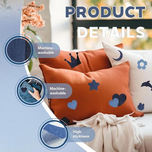 Iron on Jean Patches for Clothes,25PCS Denim Repair Patches for Jeans,Iron-on Patches for Inside Thigh, Knee & Pants Fabric Repair Kit in Saudi Arabia