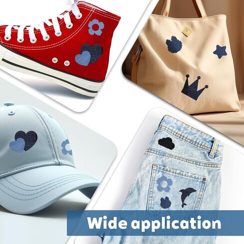 Iron on Jean Patches for Clothes,25PCS Denim Repair Patches for Jeans,Iron-on Patches for Inside Thigh, Knee & Pants Fabric Repair Kit in Saudi Arabia
