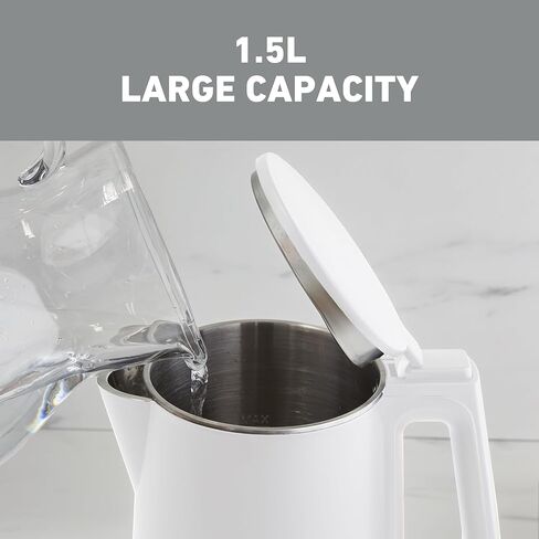 West Bend Timeless Electric Kettle Cordless Serving Features Stainless Steel Interior Boil Dry Protection and Auto Shut Off, 1.5-Liter, White/Gold in Saudi Arabia