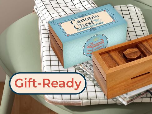 BSIRI Canopic Chest Challenging Brain Teaser Wooden Mind Puzzles and Use as Money Stash Jewelry 3D Puzzle Lock Box Gift Card Money Puzzle for Cash Gift in Saudi Arabia
