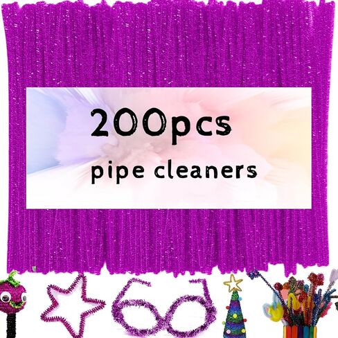 200pcs Pipe Cleaners, Glitter Rose Red Pipe Cleaners Craft Supplies,Thick Chenille Stems Fuzzy Wire Sticks Holiday Decorations and School Supplies in Saudi Arabia