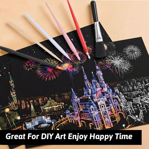 10 قطع من أدوات الرسم للخدش، مجموعة أدوات الرسم للخدش، مجموعة أدوات رسم الخدش، بما في ذلك حقيبة الأدوات، وأقلام تلوين الخدش، وقلم بلاستيكي وخشبي، ومكشطة، وفرشاة نظيفة in Kuwait