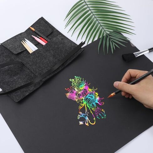 10 قطع من أدوات الرسم للخدش، مجموعة أدوات الرسم للخدش، مجموعة أدوات رسم الخدش، بما في ذلك حقيبة الأدوات، وأقلام تلوين الخدش، وقلم بلاستيكي وخشبي، ومكشطة، وفرشاة نظيفة in Kuwait