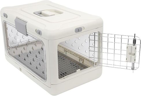 POCREATION Foldable Plastic Cat Crate, Portable Travel Pet Carrier for Airplane & Car, Transparent Collapsible Kennel, Large Capacity in Saudi Arabia