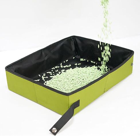Acouto Portable Cat Travel Litter Box - Odor-, and Collapsible Design for Cats, Lightweight and Convenient for Travel, Green (S 30x40cm / 11.8x15.7in) in Saudi Arabia