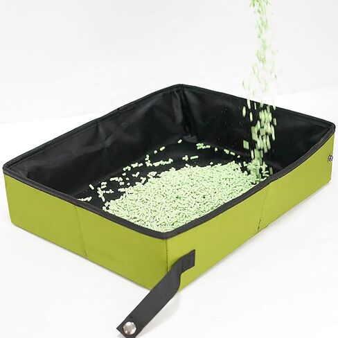 Acouto Portable Cat Travel Litter Box - Odor-, and Collapsible Design for Cats, Lightweight and Convenient for Travel, Green (S 30x40cm / 11.8x15.7in) in Saudi Arabia
