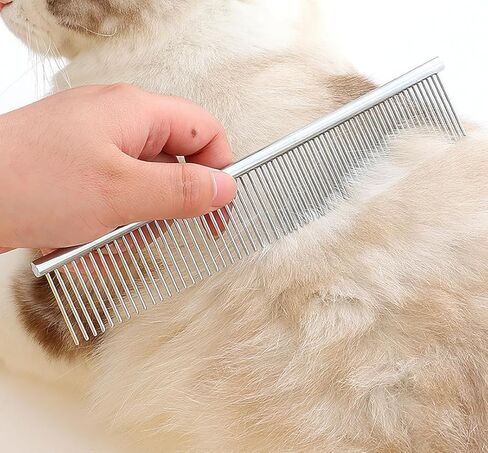Dog Combs with Rounded Ends Stainless Steel Teeth, Cat Comb for Removing Tangles and Knots, Professional Grooming Tool for Long and Short Haired Dog, Cat and other pets in Saudi Arabia