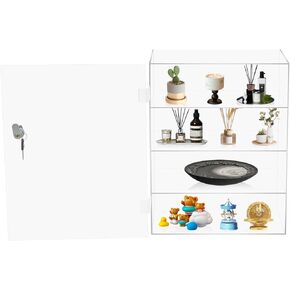 حافظة عرض أكريليك مكونة من 4 طبقات، خزانة قفل شفافة بأبواب ومفتاحين، خزانة عرض مقاومة للغبار للأشكال والنماذج والألعاب - لا تحتاج إلى تجميع in Kuwait