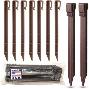USA Made - (25 Pack) Brown 10" Inch Heavy Duty Plastic Landscape Edging Stakes, Anchoring Spikes for Edging & Terrace Board in Kuwait