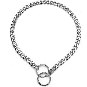 Dog Chain Collar, Cuban Link Choke Collar Adjustable Martingale Pinch Training Collar, Stainless Steel, Heavy Duty Perfect for Training Walking for Small Medium Large Dogs, Silver, XS in Kuwait