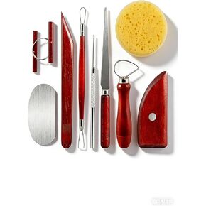 Clay Sculpting Tool Set 9-Piece Wooden and Ceramic Modeling Tools with Clay Cleaner Suitable for Beginners and Professionals Designed for DIY Pottery Ceramics and Sculpey Clay Crafting in Kuwait
