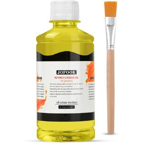 زيت بذر الكتان المكرر من جوفوك للرسم الزيتي باستخدام فرشاة طلاء، متوسط ​​أرفع للطلاء الزيتي - 9.13 أونصة (270 مل)، زيت تخفيف للمحترفين in Kuwait