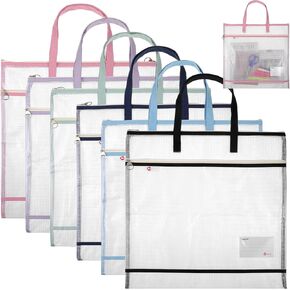 6 Pcs Sew Project Bags 16 x 16 Inch Quilting Craft Organizer Storage Bags with Handle and Pocket Jumbo Sew Quilting Mesh Bag for Quilters Knitting Stitching Crafter, 6 Colors (Bright Colors) in Kuwait