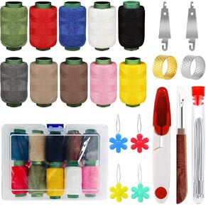 44 Pcs Big Eye Steel Sewing Needles Kit, Stainless Steel Needles for Hand Sewing with Thread Ripper, Needle Threaders, Threads and Thimbles, Beginner Sewing Kit for Mending Clothes and Repairs in Kuwait
