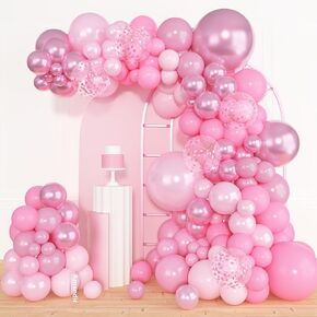 Amandir 164Pcs Rose Gold Pink Balloons Garland Arch Kit Light Pink Gold White Confetti Latex Metallic Balloons for Birthday Decorations Baby Shower Wedding Party Decorations Supplies in Kuwait