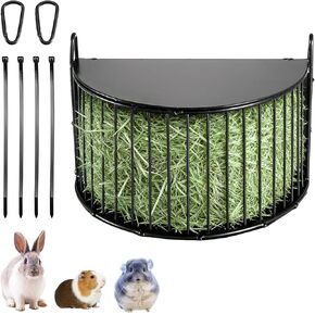 رف قش مطور للأرانب، وحدة تغذية أرنب لخنازير غينيا شنشيلا، أسود، وحدة تغذية قش معلقة مع غطاء، حامل تغذية أرنب، معدن، نصف دائري، ملحقات قفص شينشيلا in Kuwait