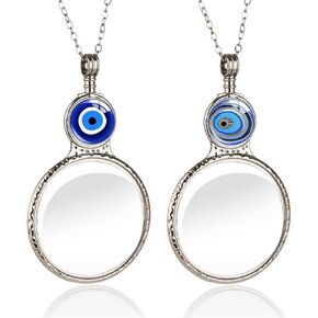 2 Pack Magnifying Glass Necklaces10x Magnifying Long Chain, Women's Choker for Reading Jewelry Needlework Vision Enhancement (Blue) in Saudi Arabia