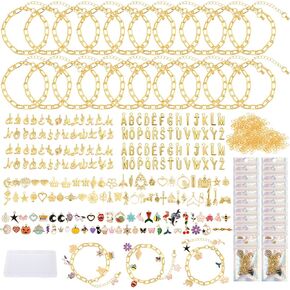 Zplontya Charm Bracelet Making Kit - 571 Pcs Jewelry Supplies with Storage Box & Gift Bags, DIY Bracelet Kit for Jewelry Making, Gold & Silver Charms for Crafting in Kuwait