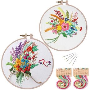Konrisa Embroidery Kits for Adults Beginner, European Style Garden Plant Green Leaf Stamped Embroidery Starter Kit,DIY Sewing Practice, Needlepoint Cross Stitch Kit,Set of 3 in Kuwait