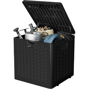 Garvee 80 gal Outdoor Storage Box, Large Waterproof Resin Deck Box Indoor Outdoor Use, Lockable UV Resistant Storage Bin for Patio, Garden, Cushions, Tools, Equipment, Brown in Kuwait