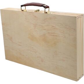WOFASHPURET Portable Wooden Painting Tool Box with Handle, Lightweight Art Storage Case for Artists, Drawing and Painting Supply Organizer, Travel-Friendly Solid Wood Paints Storage in Kuwait