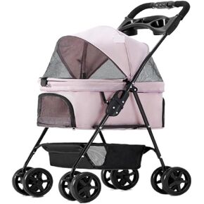Pet Strollers Pet Stroller for Outings, Small Pull Cart, Puppy Stroller, Dog Walking Cart, Small, Lightweight, Foldable Cat Pet Stroller Medium(Pink,B) in Saudi Arabia