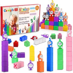 مكعبات عد الأرقام من 1 إلى 10 مع أرقام: 65 قطعة من السيليكون الناعم ومكعبات التعلم الحسية للأطفال من سن 3 إلى 5 سنوات - ألعاب تعليمية للرياضيات والعلوم والتكنولوجيا والهندسة والرياضيات، وأنشطة تعلم ما قبل المدرسة للأطفال الصغار الأولاد والبنات in Kuwait