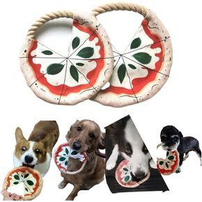 مجموعة طبق طائر للكلاب على شكل بيتزا مكونة من قطعتين مع حبل، ألعاب قرص طائر ناعمة ومتينة للعب في الأماكن المغلقة والمفتوحة، من أجل المضغ العدواني in Kuwait