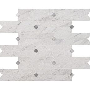 10 Sheets Peel and Stick Backsplash, White PVC Mixed Metal Silver Geometric Flower Mosaic Tile - Kitchen Backsplash, Fireplace, RV Wall & Floor Decor, 12x12inch in Saudi Arabia