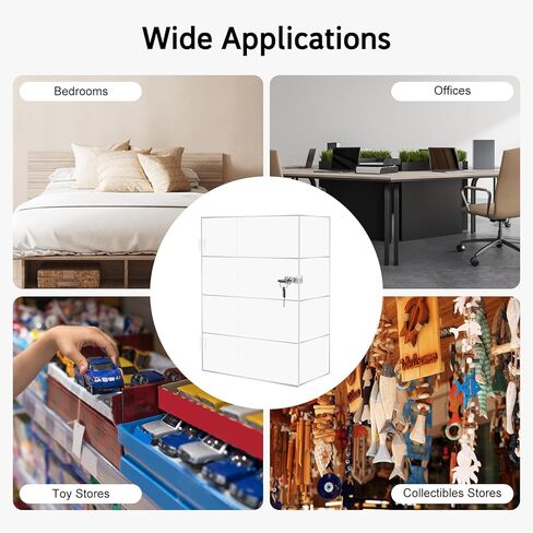 حافظة عرض أكريليك مكونة من 4 طبقات، خزانة قفل شفافة بأبواب ومفتاحين، خزانة عرض مقاومة للغبار للأشكال والنماذج والألعاب - لا تحتاج إلى تجميع in Kuwait