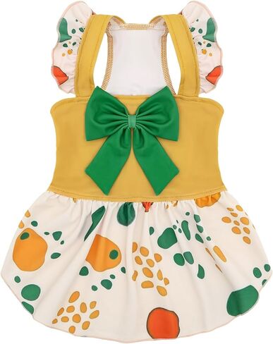 CuteBone Dog Dress for Small Dogs Girl, Floral Summer Dresses with Bow & Ruffle Sleeve, UPF50+ Sun Protection, Cute Pet Clothes for Puppy for Birthday Wedding Party Beach ZSFX08M in Saudi Arabia