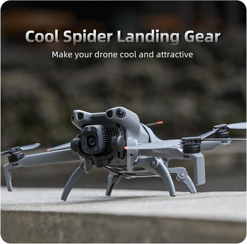 مجموعة تمديد معدات الهبوط Mini 5 Pro، أرجل عنكبوتية قابلة للطي + غطاء عدسة مضاد للوهج لـ DJI Mini 5 Pro، زيادة الارتفاع 30 مم، حماية آمنة للجيمبال والكاميرا (رمادي) in Kuwait