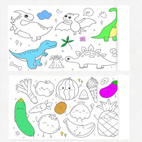 2Pcs Coloring Paper Drawing Rolls, Gifts for Kids Teens Valentines Party Favors,118×11.8 Inch Sticky Animal Painting Rolls Children's Gift Sticky DIY Drawing Roll Giant Painting Poster in Saudi Arabia