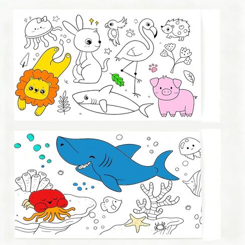 2Pcs Coloring Paper Drawing Rolls, Gifts for Kids Teens Valentines Party Favors,118×11.8 Inch Sticky Animal Painting Rolls Children's Gift Sticky DIY Drawing Roll Giant Painting Poster in Saudi Arabia