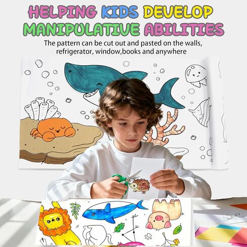 2Pcs Coloring Paper Drawing Rolls, Gifts for Kids Teens Valentines Party Favors,118×11.8 Inch Sticky Animal Painting Rolls Children's Gift Sticky DIY Drawing Roll Giant Painting Poster in Saudi Arabia