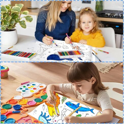 2Pcs Coloring Paper Drawing Rolls, Gifts for Kids Teens Valentines Party Favors,118×11.8 Inch Sticky Animal Painting Rolls Children's Gift Sticky DIY Drawing Roll Giant Painting Poster in Saudi Arabia
