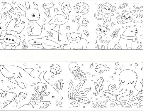2Pcs Coloring Paper Drawing Rolls, Gifts for Kids Teens Valentines Party Favors,118×11.8 Inch Sticky Animal Painting Rolls Children's Gift Sticky DIY Drawing Roll Giant Painting Poster in Saudi Arabia