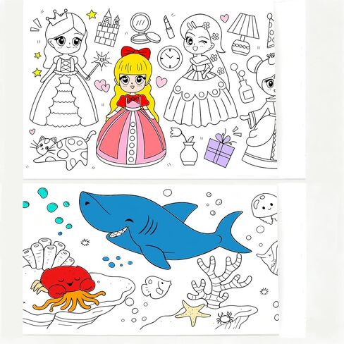 2Pcs Coloring Paper Drawing Rolls, Gifts for Kids Teens Valentines Party Favors,118×11.8 Inch Sticky Animal Painting Rolls Children's Gift Sticky DIY Drawing Roll Giant Painting Poster in Saudi Arabia