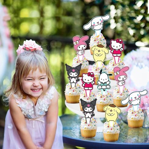 لوازم حفلات أعياد الميلاد من كيتي، 24 قطعة من أغطية الكب كيك لتزيين لوازم حفلات Kawaii in Kuwait
