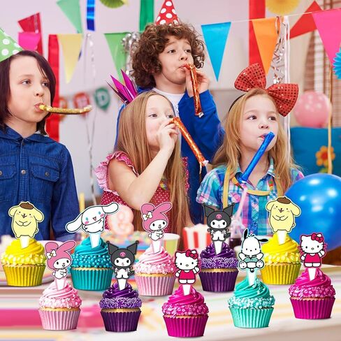 لوازم حفلات أعياد الميلاد من كيتي، 24 قطعة من أغطية الكب كيك لتزيين لوازم حفلات Kawaii in Kuwait