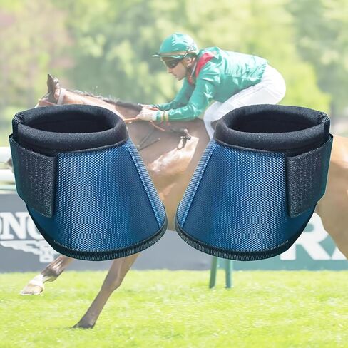 Professional Equestrian Bell Boots, Navy Blue Ballistic Nylon No-Turn Horse Hoof Protective Cover with Padded Rim, 1 Pair in Kuwait