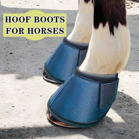 Professional Equestrian Bell Boots, Navy Blue Ballistic Nylon No-Turn Horse Hoof Protective Cover with Padded Rim, 1 Pair in Kuwait