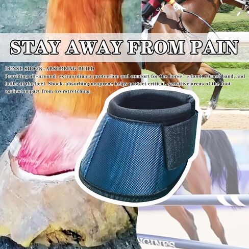 Professional Equestrian Bell Boots, Navy Blue Ballistic Nylon No-Turn Horse Hoof Protective Cover with Padded Rim, 1 Pair in Kuwait