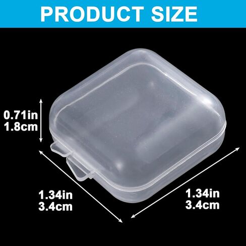 VARMDUKKE 6PCS Clear Ear Plug Cases, Small Plastic Boxes with Hinged Lid, 1.8mm Thicken Jewelry Storage Containers, Mini Transparent Organizer for Earplugs, Earrings, Beads, Jewels (1.34x1.34x0.71in) in Saudi Arabia