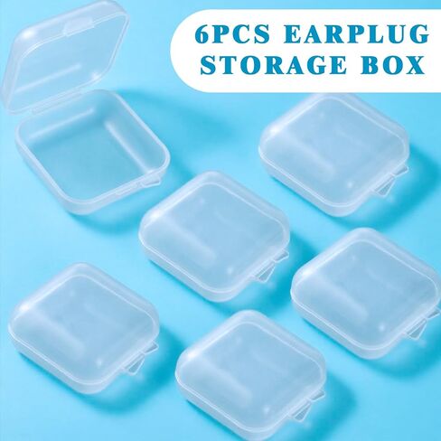 VARMDUKKE 6PCS Clear Ear Plug Cases, Small Plastic Boxes with Hinged Lid, 1.8mm Thicken Jewelry Storage Containers, Mini Transparent Organizer for Earplugs, Earrings, Beads, Jewels (1.34x1.34x0.71in) in Saudi Arabia