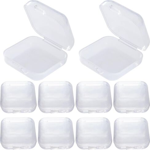 VARMDUKKE 6PCS Clear Ear Plug Cases, Small Plastic Boxes with Hinged Lid, 1.8mm Thicken Jewelry Storage Containers, Mini Transparent Organizer for Earplugs, Earrings, Beads, Jewels (1.34x1.34x0.71in) in Saudi Arabia