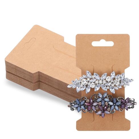 100PCS Hair Clip Display Cards, Brown Hair Bow Displays Holder Card 350GSM Paper Rectangle Hairs Clips Bow Display Cards Barrette Jewelry Tags for Displays Organizing Packaging 4.5x2.6 In in Kuwait