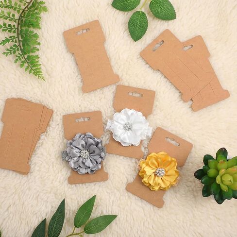 100PCS Hair Clip Display Cards, Brown Hair Bow Displays Holder Card 350GSM Paper Rectangle Hairs Clips Bow Display Cards Barrette Jewelry Tags for Displays Organizing Packaging 4.5x2.6 In in Kuwait