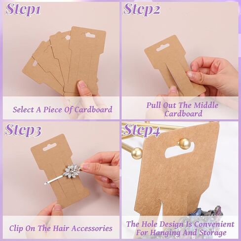 100PCS Hair Clip Display Cards, Brown Hair Bow Displays Holder Card 350GSM Paper Rectangle Hairs Clips Bow Display Cards Barrette Jewelry Tags for Displays Organizing Packaging 4.5x2.6 In in Kuwait